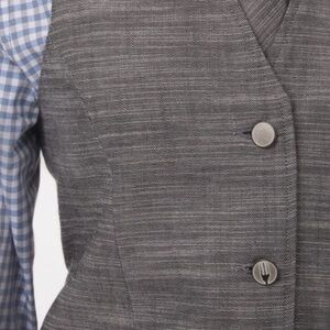 Gray Variegated Striped Button-Up Vest with Fork Button for Chef or Cook you luv